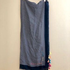 Blue and white patterned scarf